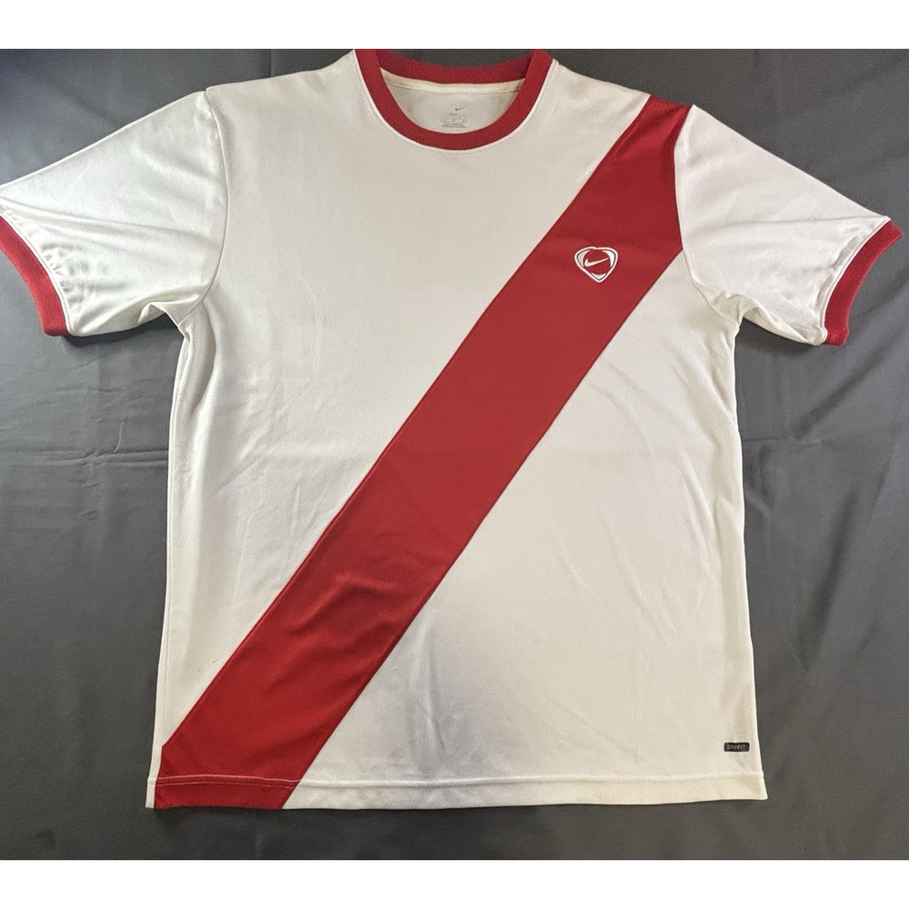 Nike Dri-FIT Soccer‎ Jersey Shirt Men’s Large White Red Diagonal Sash